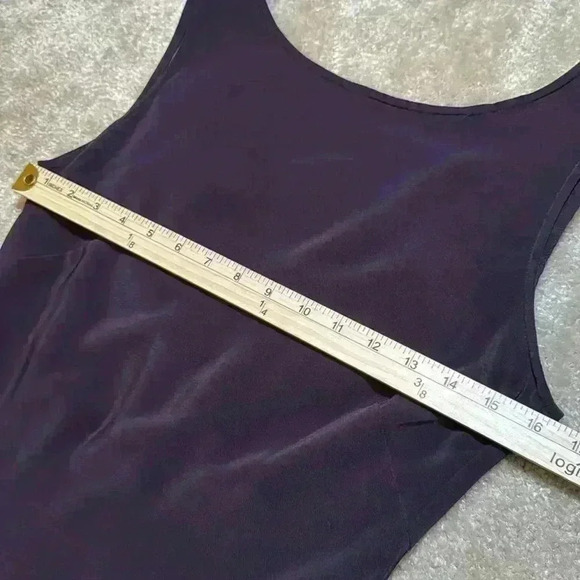 Vintage Jones New York Evening Vegan Silk Satin Y2K Midi Dress Eggplant Size 10P - Picture 8 of 11